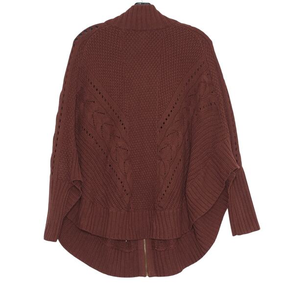 Simply Noelle Poncho Cable Knit Oversized Chunky Cozy Minimalist Full Zip S/M - Picture 2 of 6